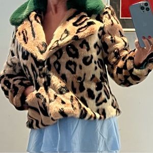 Pop Collar Faux Fur Cozy Statement Jacket